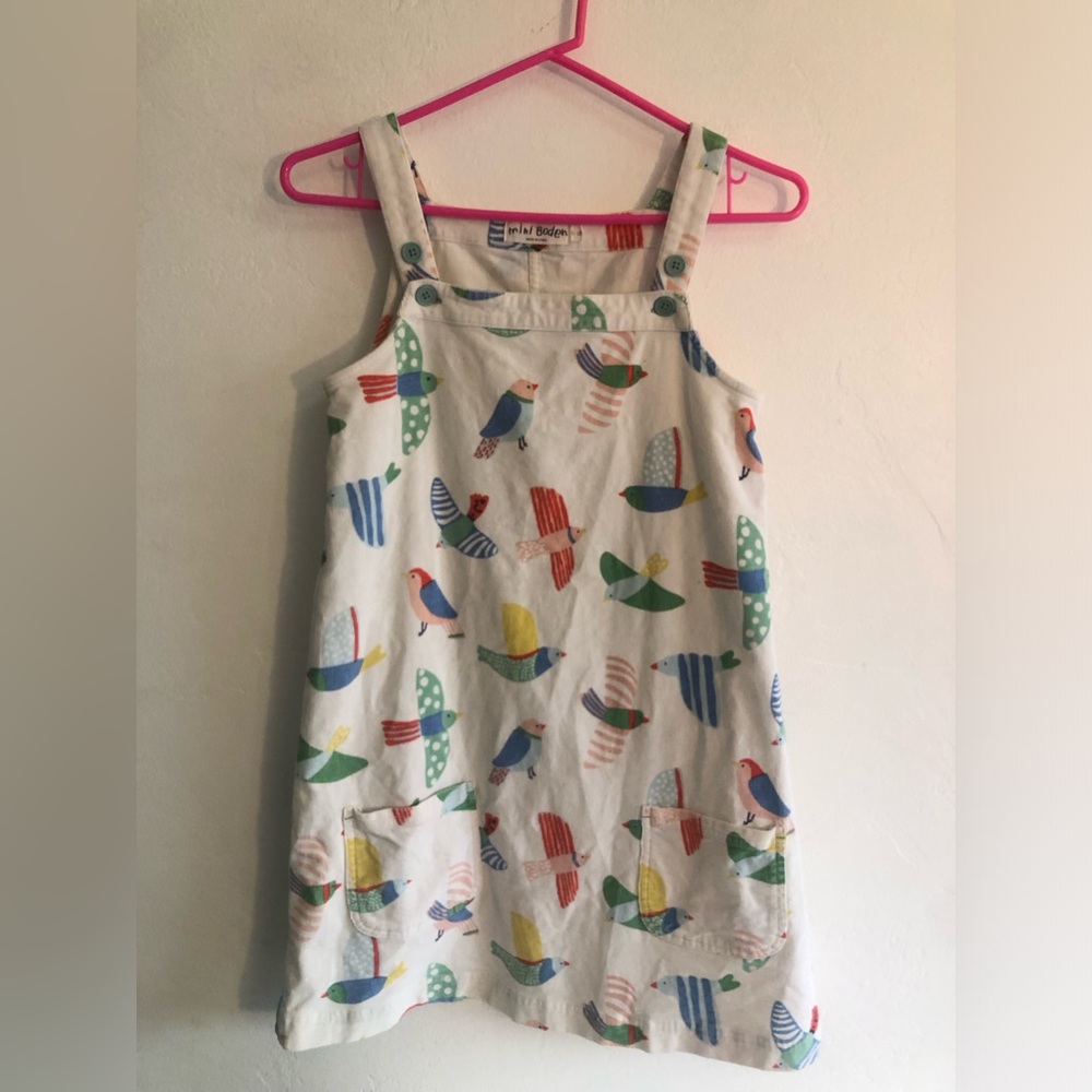 Mini Boden Jumper Dress Corduroy Girls Size 11-12Y Birds
